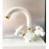 Grifo lavabo Monobloc Blanco -Oro