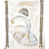 Grifo lavabo Monobloc Blanco -Oro