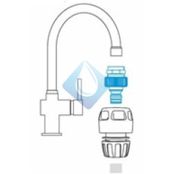 Toma con racor de latón roscado de 3/4" gas y M24x1 ext. + M22x1 int.