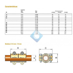 Abrazadera de reparación tuberia de cobre 35 Ø