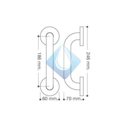 Barra recta 25 ctm  con dos puntos de apoyo – acero Inox. Pulido