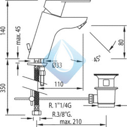 Monomando lavabo BM-TRES  139103  alto