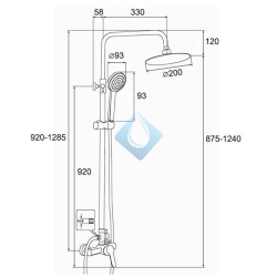 Columna monomando de ducha Cromo Ø 200mm dilar 