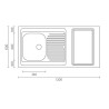 Fregadero 120x60 Escurridor + hueco para placa de cocina