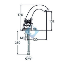 Monobloc lavabo época cromo cierre cerámico (Medidas)