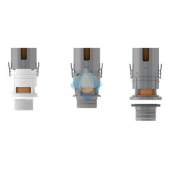 Mecanismo de descarga interrumpible de simple pulsador para cisternas bajas