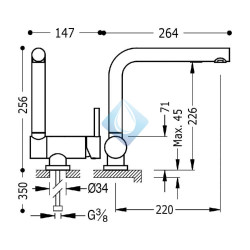 Grifo monomando con caño abatible para cocina  Acaado Cromo