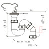Sifón curvo con válvula extensible, tapón y cadena (salida todo ángulo)