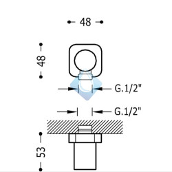 Codo Tres con toma a pared para flexo (Medidas)