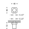 Codo Tres con toma a pared para flexo (Medidas)