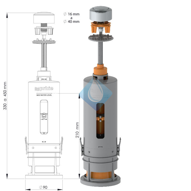 Pulsador para cisterna descarga interrumpible - Electricidad Gómez