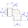 Codo Push-fit Ø 1/2 x 15 mm. atornillar