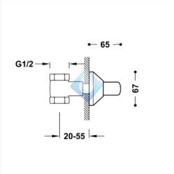 Llave de paso empotrada con regulación oculta 1/2"