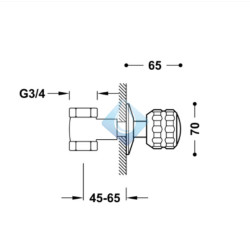 Llave de paso empotrada 3/4" TRES (Medidas)