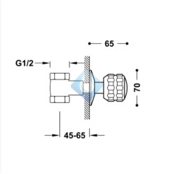 Llave de paso roscar 1/2" TRES
(Medidas)