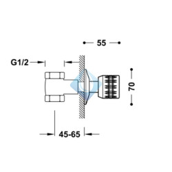 Llave de paso empotrada 1/2" (Medidas)