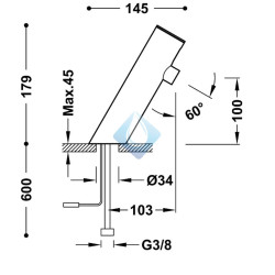 grifo electrónico con sistema premezclador para lavabo (Medidas)