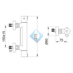 Grifo ducha termostático(Medidas)