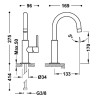 STUDY Grifo monomando con maneta lateral para lavabo-26290403 (Medidas)