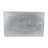 Puerta para contador con llave fabricada en aluminio de color gris. 30 x 40