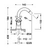 Grifo bimando para bidé (Medidas)