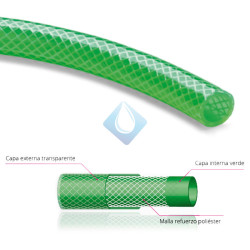 Manguera flexible de PVC de triple capa y refuerzo de poliéster 15 MTR