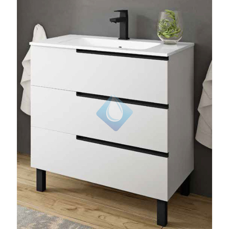 Mueble de baño blanco y negro