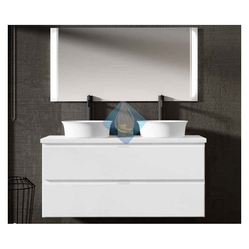 Conjunto Mueble de baño + 2 lavabos + Espejo LED