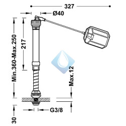 Mecanismo de llenado inferior para cisterna(Medidas)