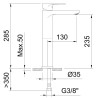 Grifo de lavabo monomando 235mm 5l/min Rocket Cold Open (Medidas)