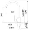 Grifo de cocina monomando 230mm 5l/min Rocket Cold Open (Medidas)