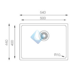 Fregadero 1 seno cuadrado para mueble de 60cm (Medidas)