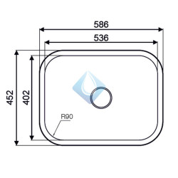 Fregadero de cocina rectangular Inox (Medidas)