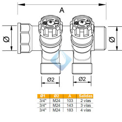 Colector con valvula 3/4"