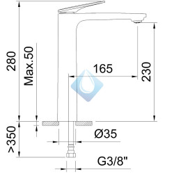 Altura grifo para lavabo negro