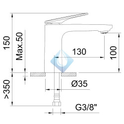 Altura grifo lavabo