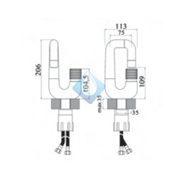 Grifo monomando lavabo cromado Medidas