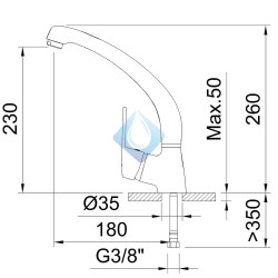 Grifo de cocina monomando 230mm con caño fundido