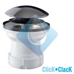 Válvula lavabo/bidé con sistema de apertura Click-Clack en ABS cromo. Chapa de acero inoxidable Ø70. Medida 1 1/4" 11/4"