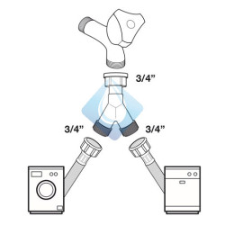 Racord doble conexion lavadora / lavavajillas  3/4"