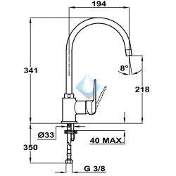 Tekaway Stylo 1C 1E + IN 995 SENO A LA IZQUIERDA CON ORIFICIO PARA EL GRIFO INCLUIDO