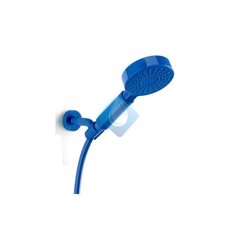 Kit ducha ONE 1 Jet mango + manguera flexo + soporte ducha azul blue