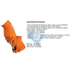 Guante Nitrilo tacto diamantado Color Naranja T-9