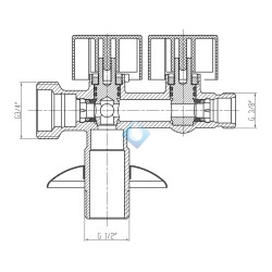 Grifo Lavadora Doble y llave escuadra  ½" X 3/8" X¾" S/Tuerc