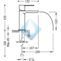 Monomando lavabo LOFT-TRES con acabado ámbar